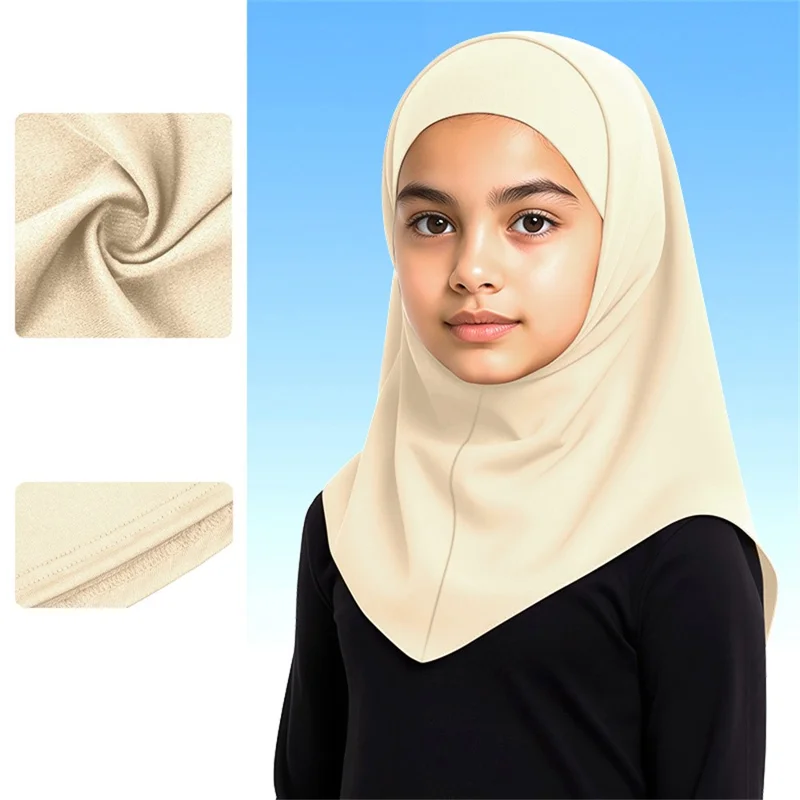 ETMSLTT Muslim Head Scarf for Children Sun Protection Milk Silk Middle Eastern Hijab Ethnic Turban Headwrap - Nude