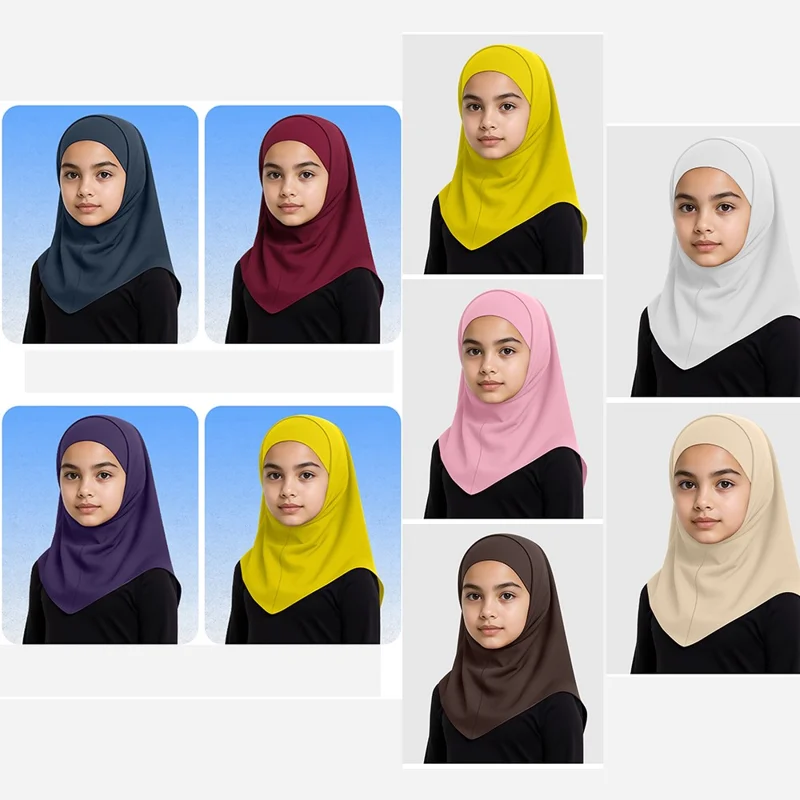 ETMSLTT Muslim Head Scarf for Children Sun Protection Milk Silk Middle Eastern Hijab Ethnic Turban Headwrap - Dark Grey
