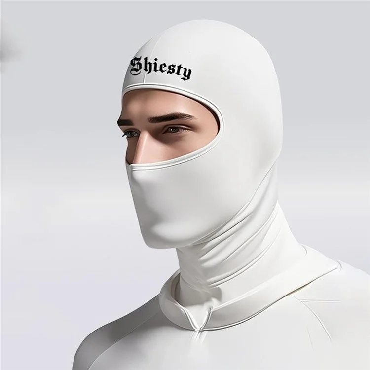 Masque facial anti-vent pour cyclisme, protection solaire extérieure d'été en soie de lait - Blanc / TBTT-017