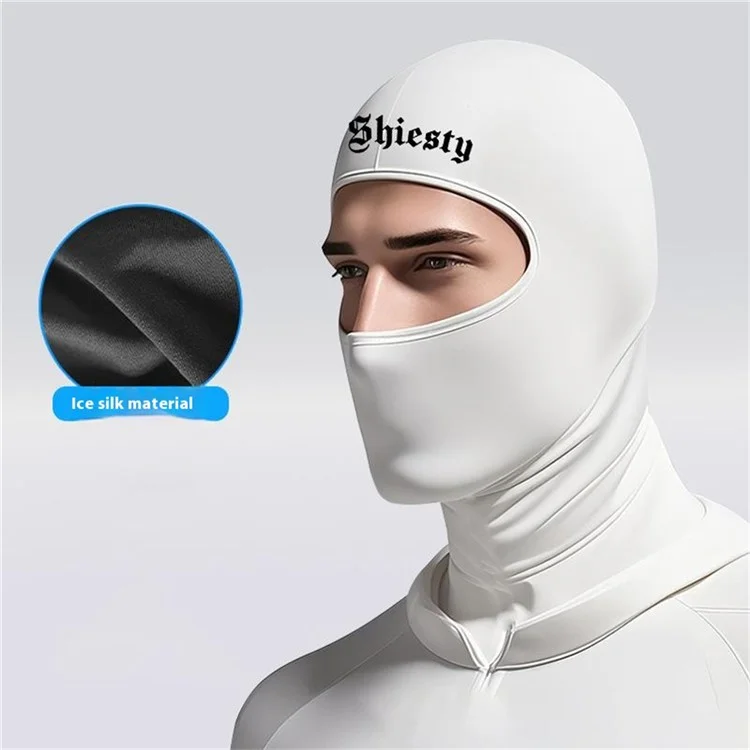 Masque facial anti-vent pour cyclisme, protection solaire extérieure d'été en soie de lait - Blanc / TBTT-017