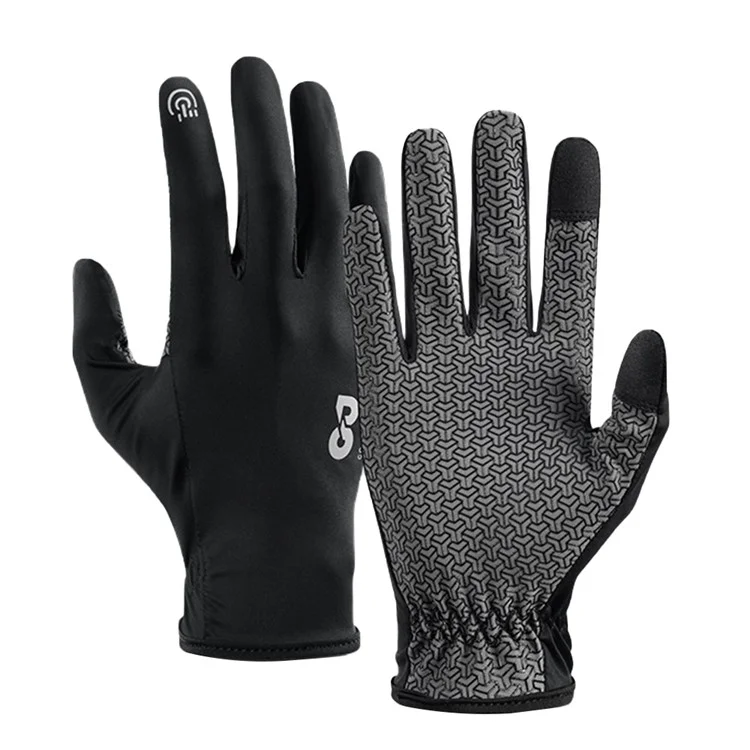 GOLOVEJOY XG80 Gants Tactiles de Protection Solaire en Soie Glacée Anti-Dérapants à Doigts Complets pour Sports de Plein Air - Noir / XXL
