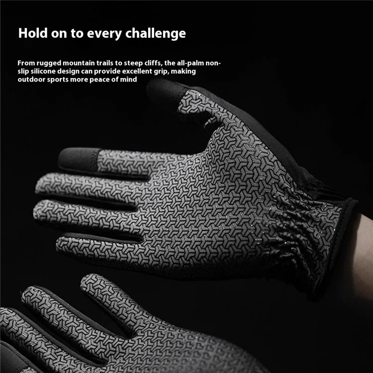 GOLOVEJOY XG80 Gants Tactiles de Protection Solaire en Soie Glacée Anti-Dérapants à Doigts Complets pour Sports de Plein Air - Noir / XXL