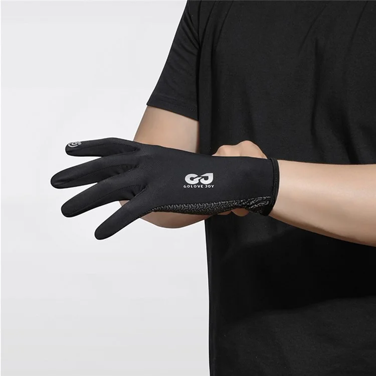 GOLOVEJOY XG80 Gants Tactiles de Protection Solaire en Soie Glacée Anti-Dérapants à Doigts Complets pour Sports de Plein Air - Noir / XXL