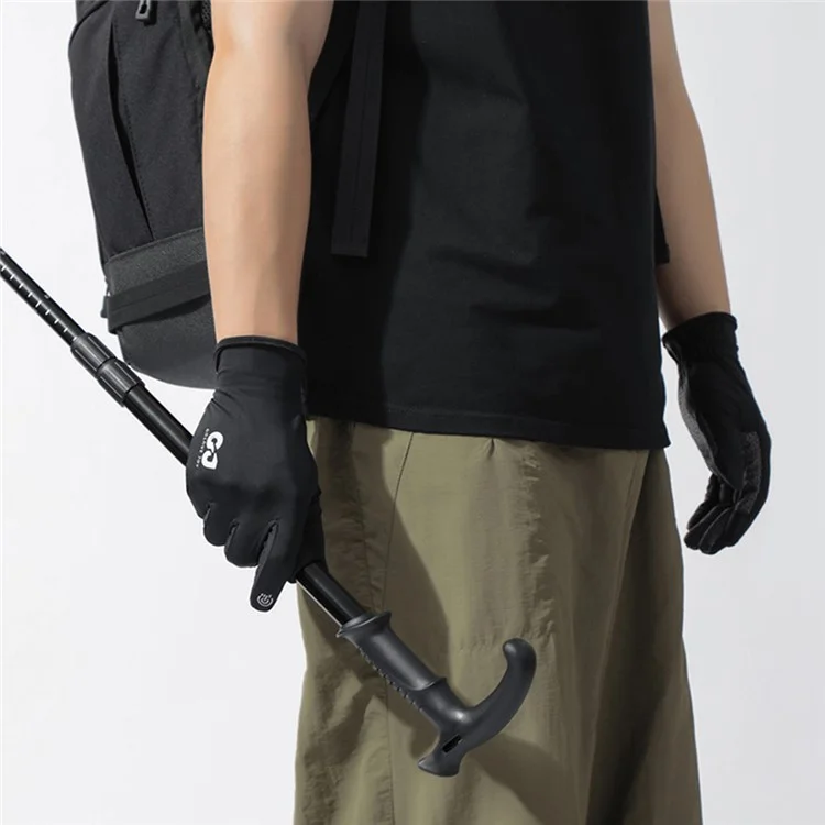 GOLOVEJOY XG80 Gants Tactiles de Protection Solaire en Soie Glacée Anti-Dérapants à Doigts Complets pour Sports de Plein Air - Noir / XXL