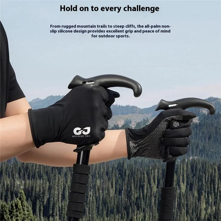 GOLOVEJOY XG80 Gants Tactiles de Protection Solaire en Soie Glacée Anti-Dérapants à Doigts Complets pour Sports de Plein Air - Noir / XXL