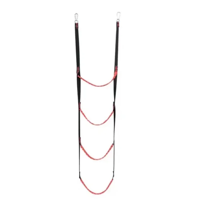 4 Steps Inflatable Boat Boarding Ladder Marine Rope with Hanging Hooks Climbing Aider for Kayak - Red