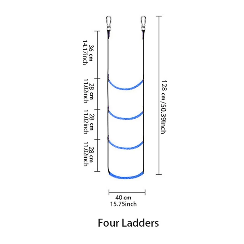 4 Steps Inflatable Boat Boarding Ladder Marine Rope with Hanging Hooks Climbing Aider for Kayak - Red
