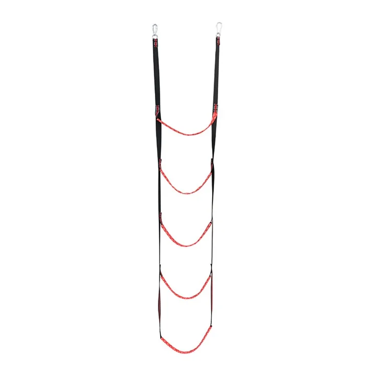 5 Steps Inflatable Boat Boarding Ladder Marine Rope with Hanging Hooks Climbing Aider for Kayak - Red
