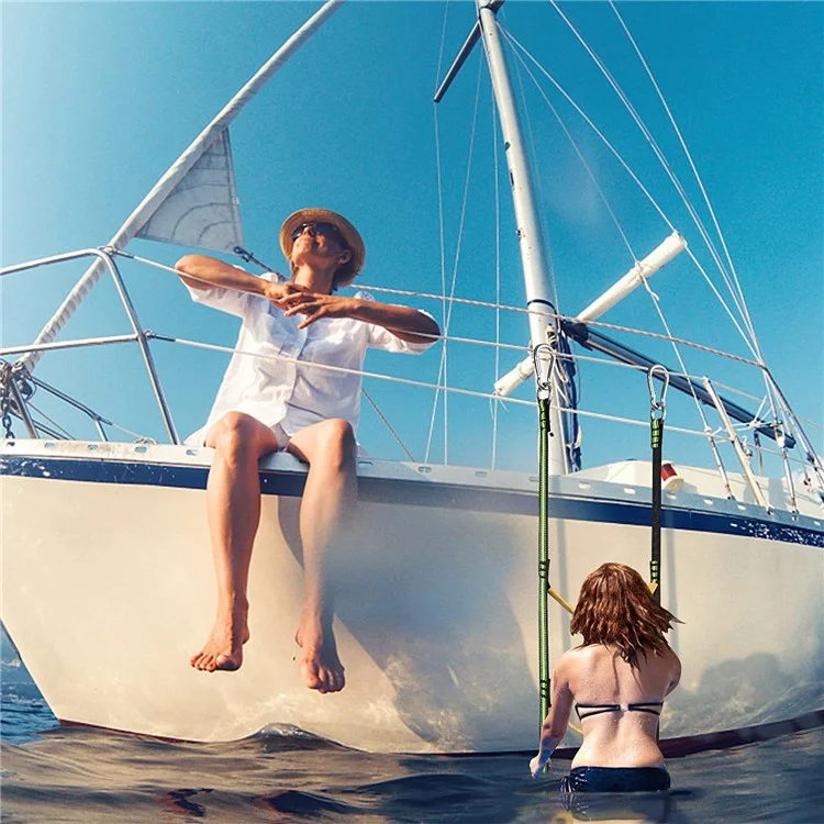 5 Steps Inflatable Boat Boarding Ladder Marine Rope with Hanging Hooks Climbing Aider for Kayak - Red