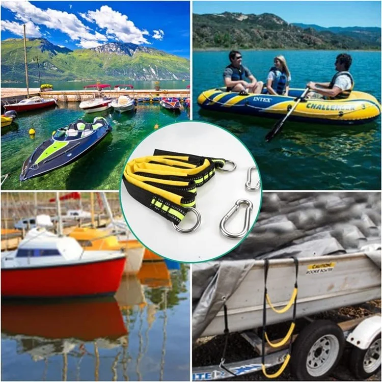 5 Steps Inflatable Boat Boarding Ladder Marine Rope with Hanging Hooks Climbing Aider for Kayak - Red