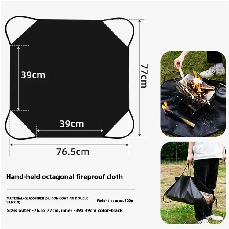 CLS Tapete Portátil Resistente ao Fogo para Camping Revestido de Silicone Manta Antichama de Fibra de Vidro para Isolamento de Calor em Churrascos