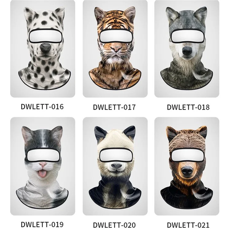 Masque Balaclava de Cyclisme Printemps-Été en Soie de Lait, Protection Solaire Intégrale, Imprimé Animal Amusant - DWLETT-004