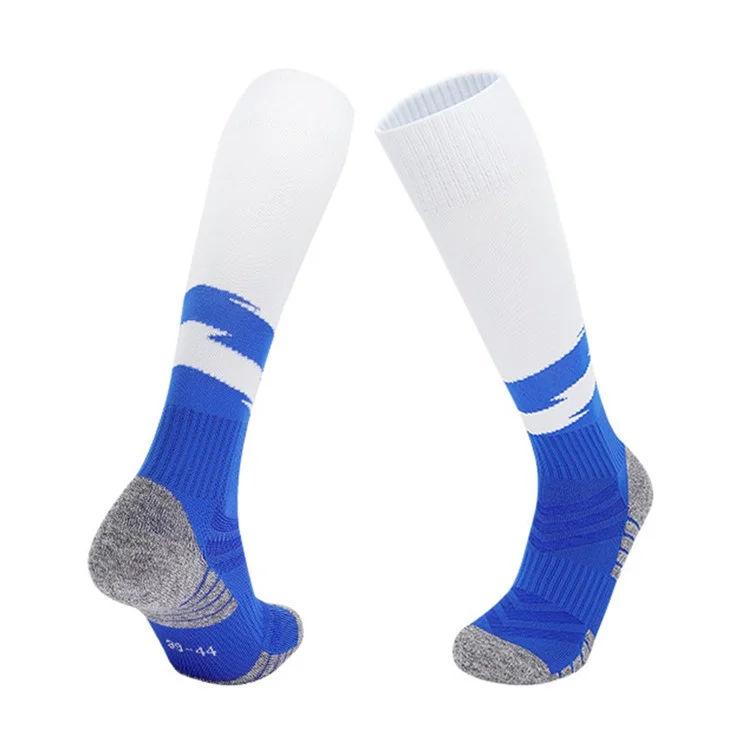 PORFIN 664 Meias Esportivas Profissionais de Verão, Antiderrapantes, Cano Longo, Respiráveis para Futebol, Tamanho P - Branco+Azul