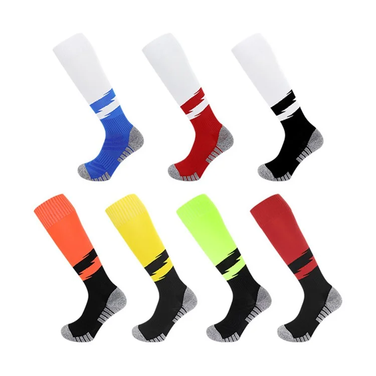 PORFIN 664 Meias Esportivas Profissionais de Verão, Antiderrapantes, Cano Longo, Respiráveis para Futebol, Tamanho P - Branco+Azul