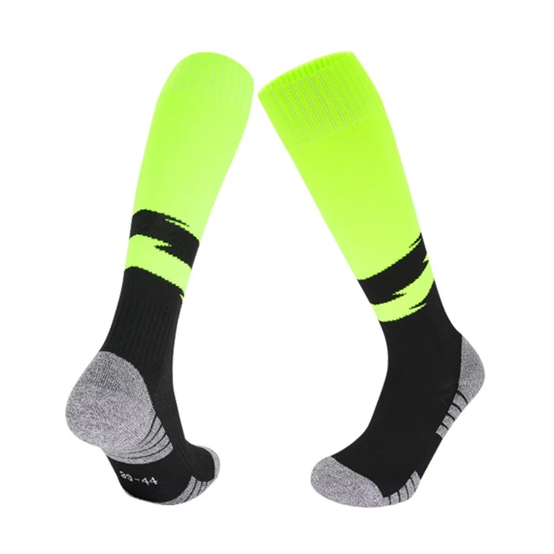 PORFIN 664 Summer Professional Sports Socks Non Slip Long Tube Breathable Soccer Socks, Size S - Fluorescent Green