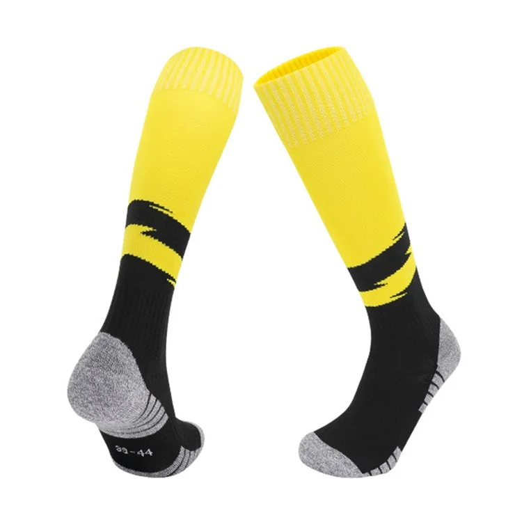PORFIN 664 Meias Esportivas Profissionais de Verão Antiderrapantes Cano Longo Respiráveis para Futebol, Tamanho M - Amarelo