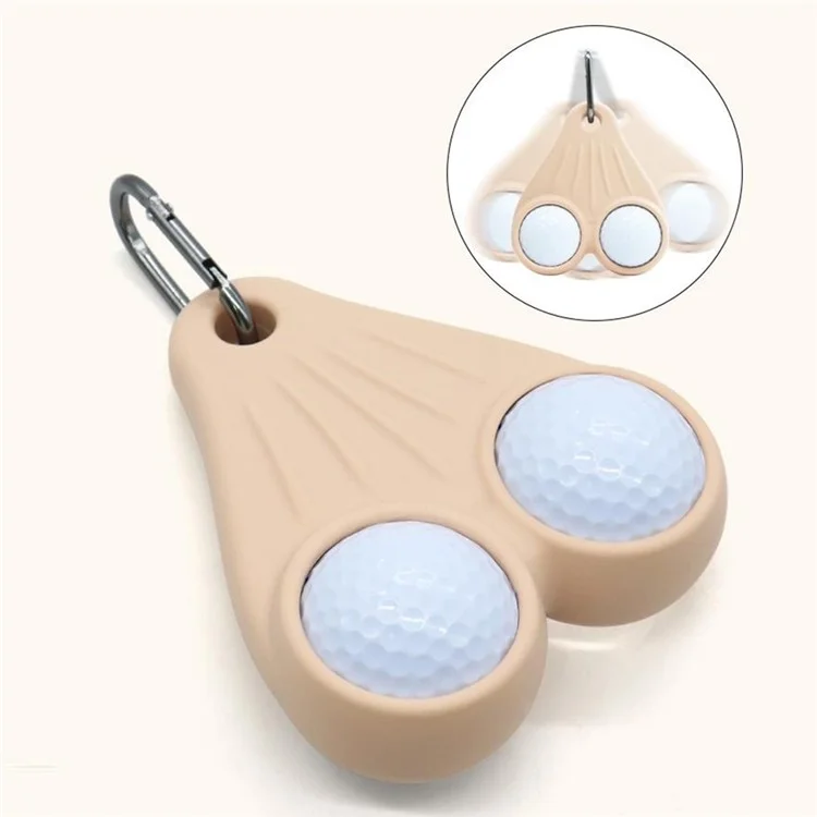 Support-balles de golf portable en silicone avec clip de ceinture et crochet - Organisateur de tees pour sports extérieurs - Beige