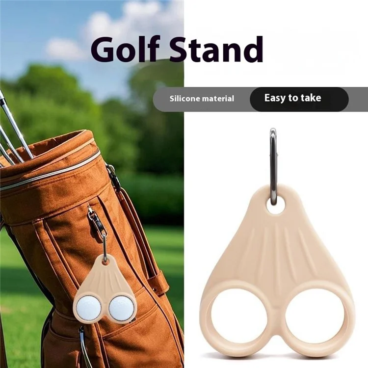 Support-balles de golf portable en silicone avec clip de ceinture et crochet - Organisateur de tees pour sports extérieurs - Beige
