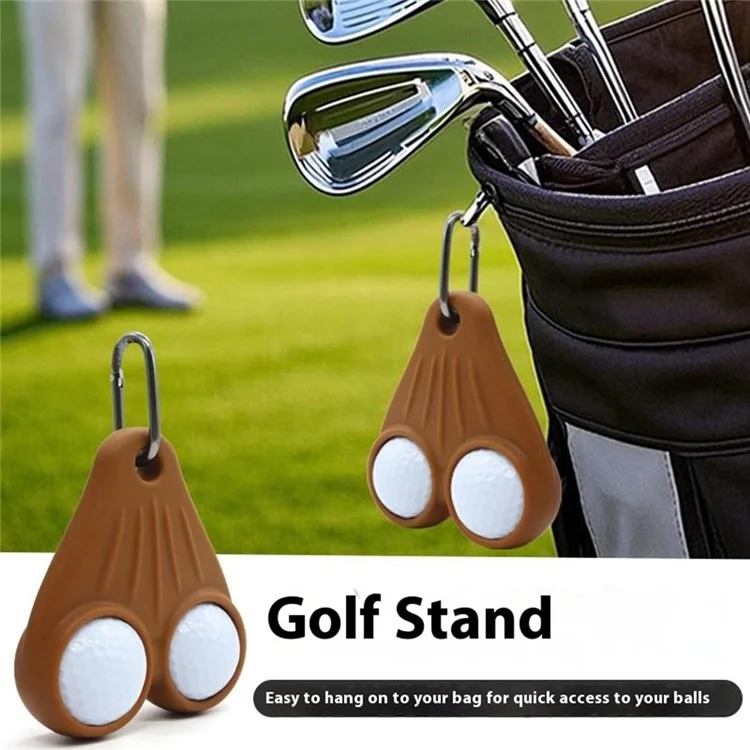 Support-balles de golf portable en silicone avec clip de ceinture et crochet - Organisateur de tees pour sports extérieurs - Beige