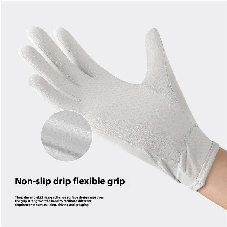 Luvas de Ciclismo de Verão VILICO A0039 - 1 Par, Proteção UV, Finas, Respiráveis, com Tela Sensível ao Toque, Tecido Ice Silk - Cinza Claro