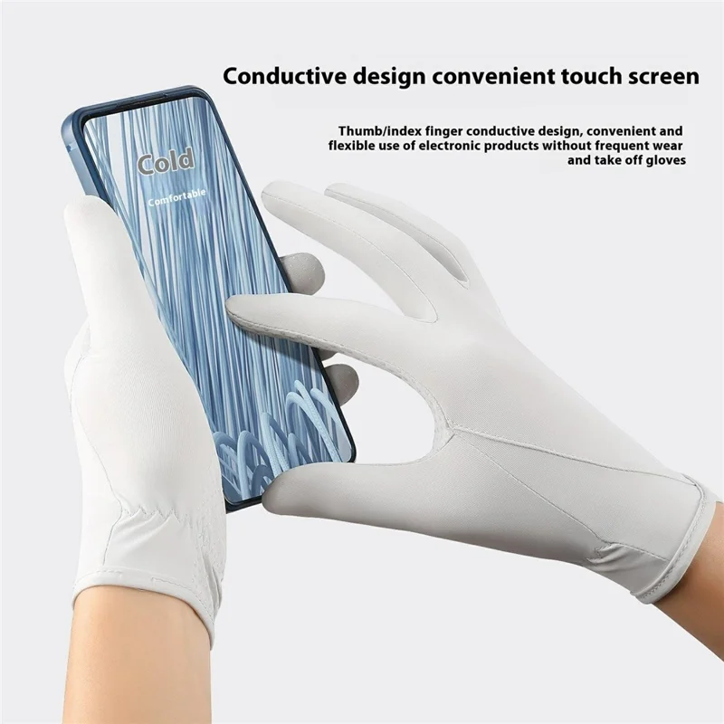 VILICO A0039 1 Pair Summer Cycling Gloves UV Protection Thin Breathable Touchscreen Ice Silk Gloves - Black