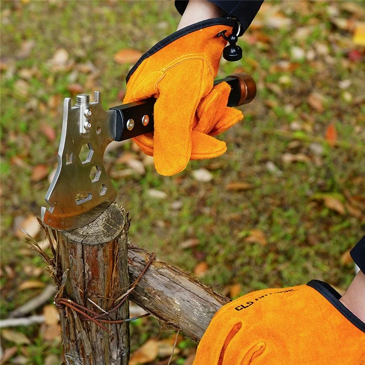 Luvas CLS para Churrasco em Couro Dividido - Luvas de Proteção para Camping e Grelhar, Isolantes de Calor e Anti-Queimadura