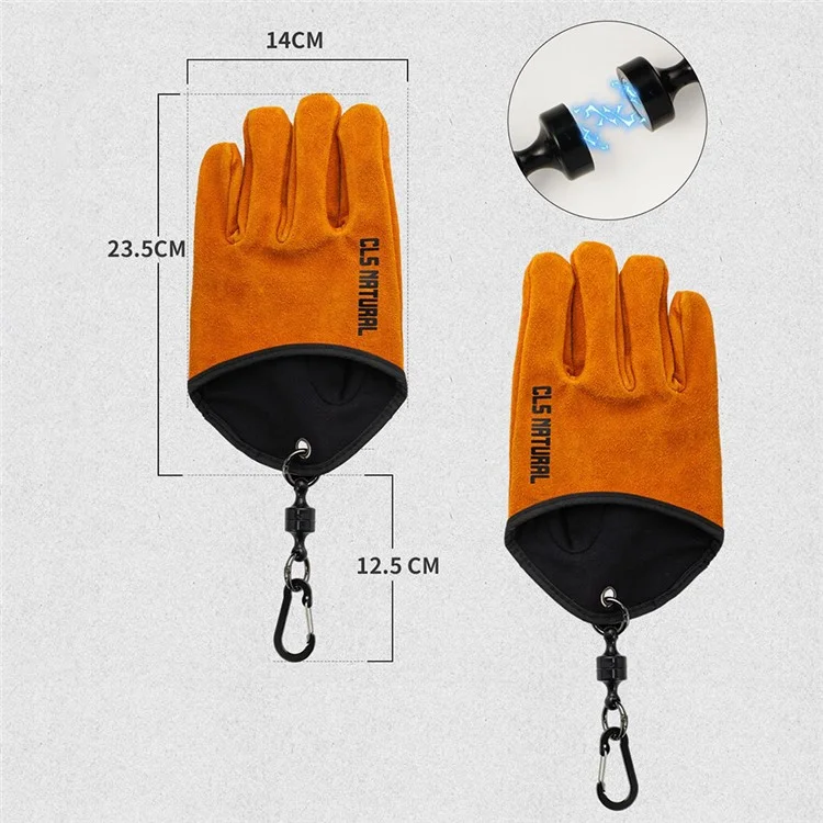 Luvas CLS para Churrasco em Couro Dividido - Luvas de Proteção para Camping e Grelhar, Isolantes de Calor e Anti-Queimadura