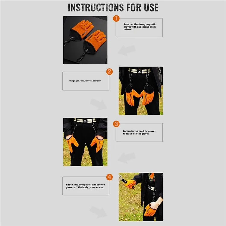 Luvas CLS para Churrasco em Couro Dividido - Luvas de Proteção para Camping e Grelhar, Isolantes de Calor e Anti-Queimadura
