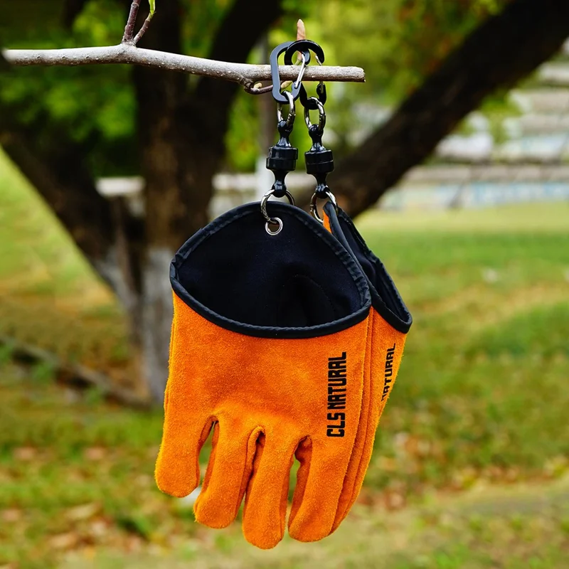 Luvas CLS para Churrasco em Couro Dividido - Luvas de Proteção para Camping e Grelhar, Isolantes de Calor e Anti-Queimadura
