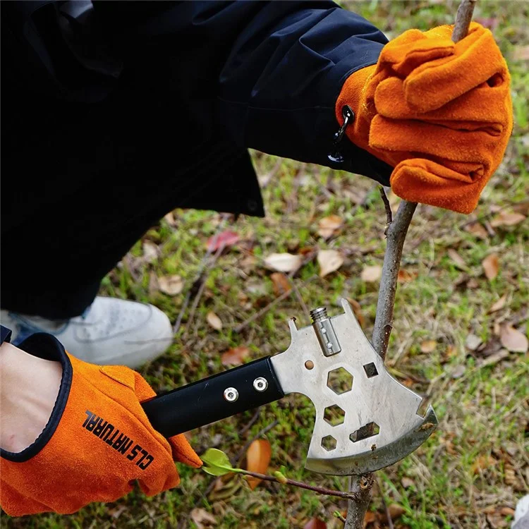 Luvas CLS para Churrasco em Couro Dividido - Luvas de Proteção para Camping e Grelhar, Isolantes de Calor e Anti-Queimadura