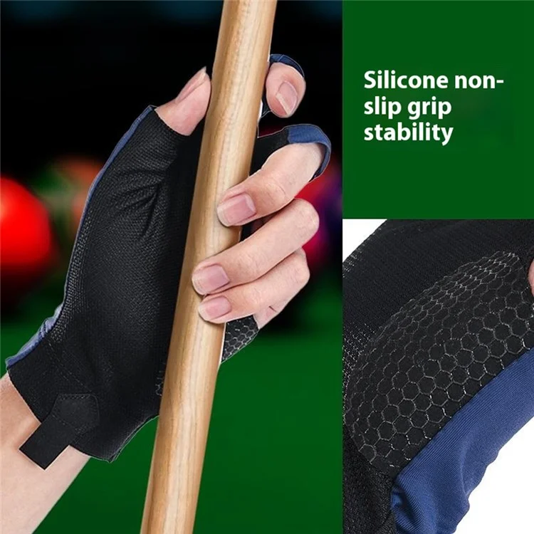 GL060 1 Pièce de Gant de Billard Respirable Anti-Dérapant Résistant à l'Usure - Bleu Main Gauche / S