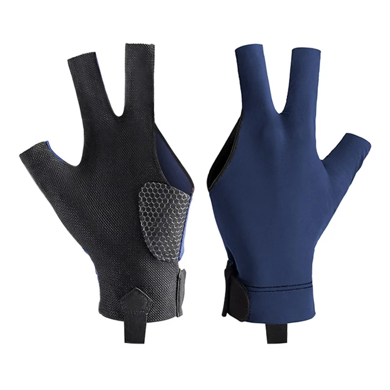 GL060 1Pc Snooker Billiards Glove 3 Finger Breathable Anti-Slip Wear-Resistant Glove - Blue Left Hand / L