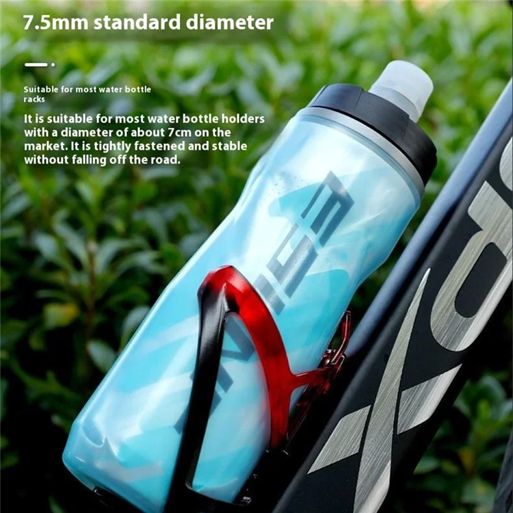 ESLNF YLB-23 PP5 Isolierte Fahrrad-Wasserflasche Fluoreszierender Squeeze-Sportbecher (BPA-frei, Ohne FDA) - Schlichte Linien