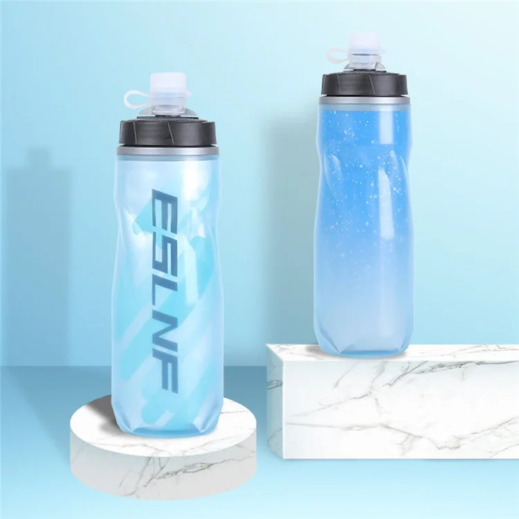 ESLNF YLB-23 PP5 Isolierte Fahrrad-Wasserflasche Fluoreszierender Squeeze-Sportbecher (BPA-frei, Ohne FDA) - Schlichte Linien