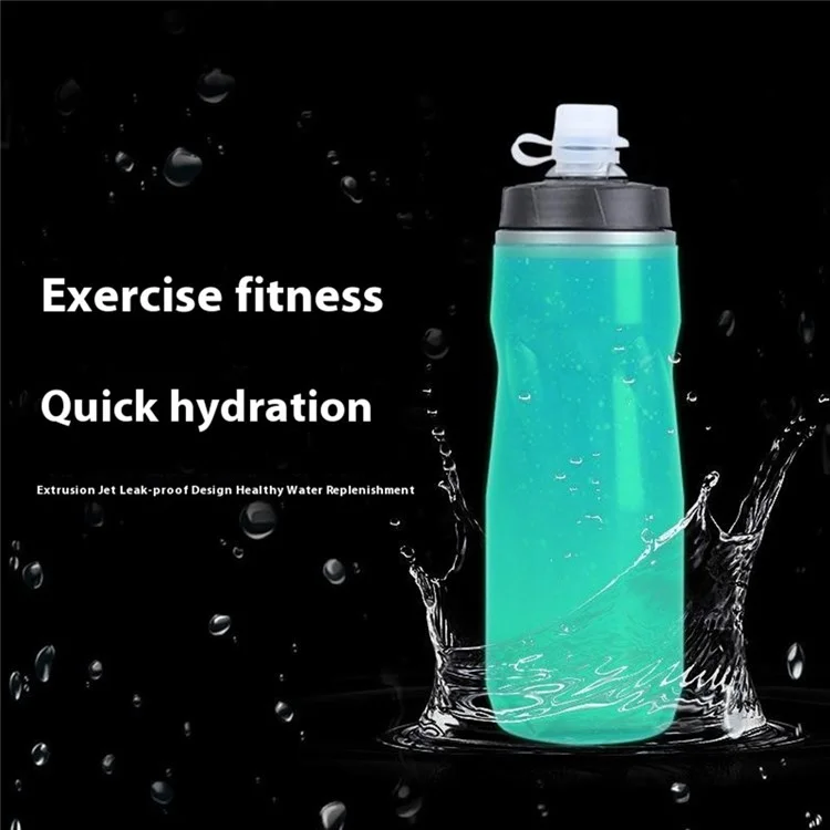 ESLNF YLB-23 PP5 Isolierte Fahrrad-Wasserflasche Fluoreszierender Squeeze-Sportbecher (BPA-frei, Ohne FDA) - Schlichte Linien
