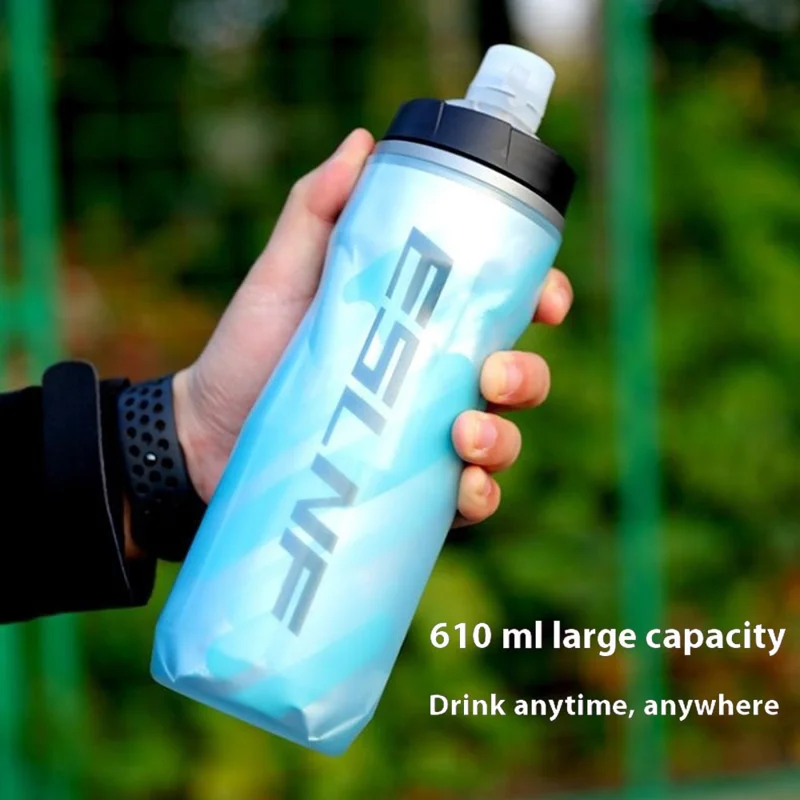 ESLNF YLB-23 PP5 Insulated Cycling Water Bottle Fluorescent Squeeze Sport Bottle (BPA-Free, No FDA) - Ocean Bubbles