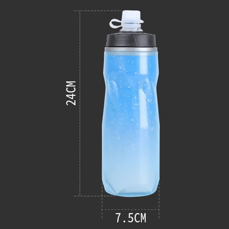 ESLNF YLB-23 PP5 Insulated Cycling Water Bottle Fluorescent Squeeze Sport Bottle (BPA-Free, No FDA) - Ocean Bubbles