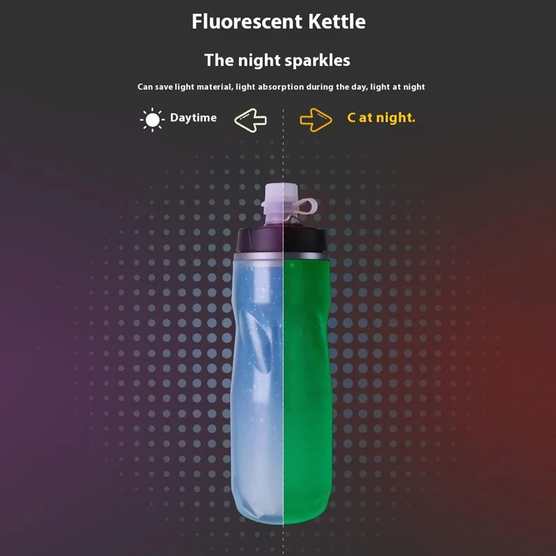 ESLNF YLB-23 PP5 Insulated Cycling Water Bottle Fluorescent Squeeze Sport Bottle (BPA-Free, No FDA) - Ocean Bubbles