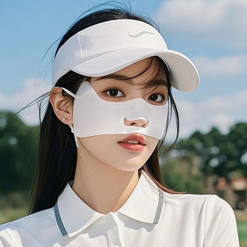 GOLOVEJOY XTJ155 Sun Protection Golf Face Mask Outdoor Sports Breathable Ice Silk Anti UV Face Shield - Sand Pink