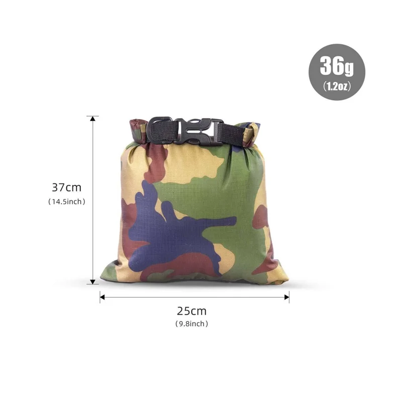 5L 25x37cm Outdoor IPX3 Waterproof Dry Bag Roll Top Closure 210T Polyester Taffeta Storage Bag