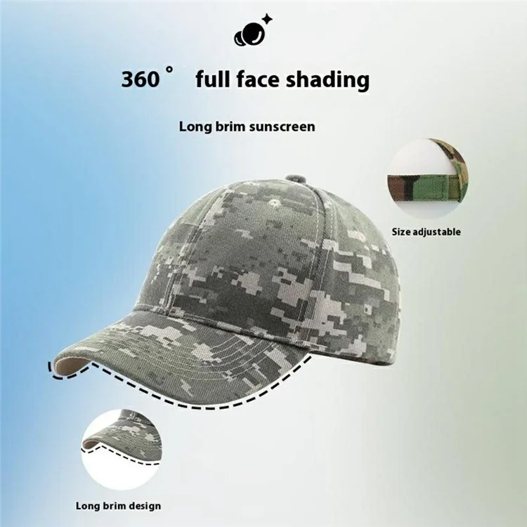 Chapéu de Sol Outdoor com Aba Larga, Boné de Beisebol Tático Camuflado para Trilhas e Camping - Estampa de Folhas