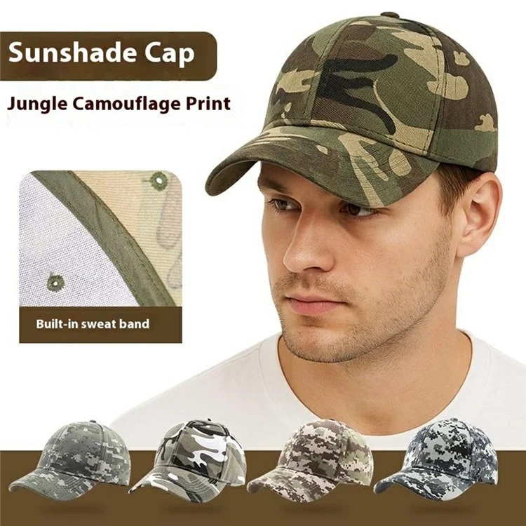 Outdoor Sun Hat Wide Brim Baseball Cap Tactical Camo Sports Hat for Hiking Camping - Digital Yellow