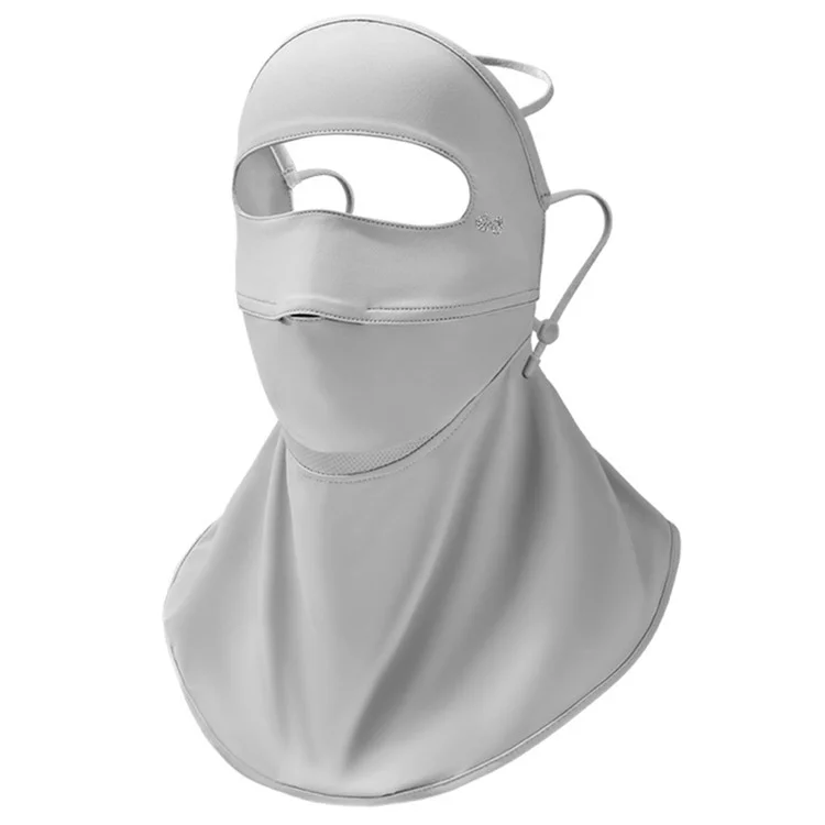 GOLOVEJOY XTJ153 Maschera protettiva viso integrale per donna Estate Traspirante Facekini in seta ghiacciata con protezione collo estesa - Grigio chiaro