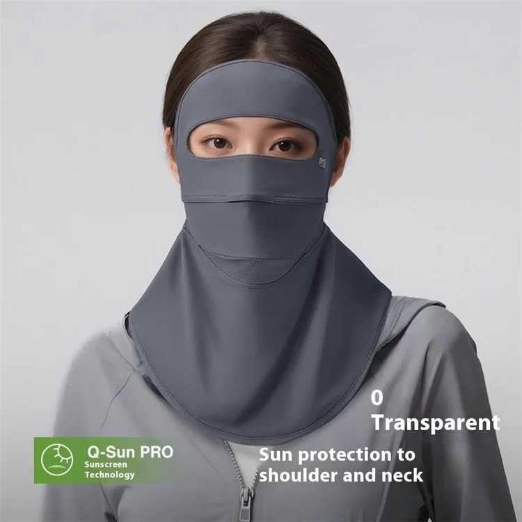 GOLOVEJOY XTJ153 Maschera protettiva viso integrale per donna Estate Traspirante Facekini in seta ghiacciata con protezione collo estesa - Grigio chiaro