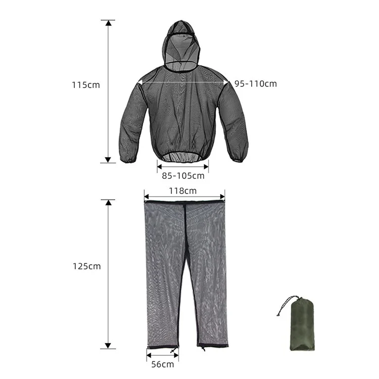 Moskito-Schutz-Anzug Mesh-Top + Hose 2-teiliges Set für Outdoor-Camping, Wandern, Reisen