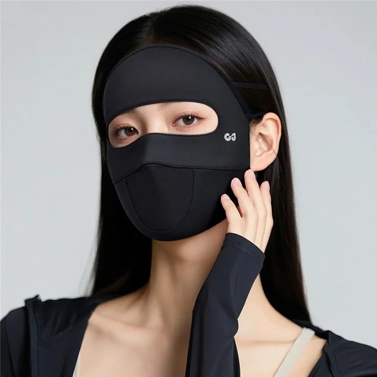 GOLOVEJOY XTJ152 Summer Full Face Sun Protection Mask Ice Silk Cycling Face Cover Women Facekini - Black