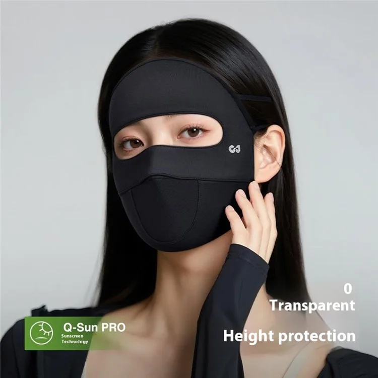 GOLOVEJOY XTJ152 Summer Full Face Sun Protection Mask Ice Silk Cycling Face Cover Women Facekini - Black