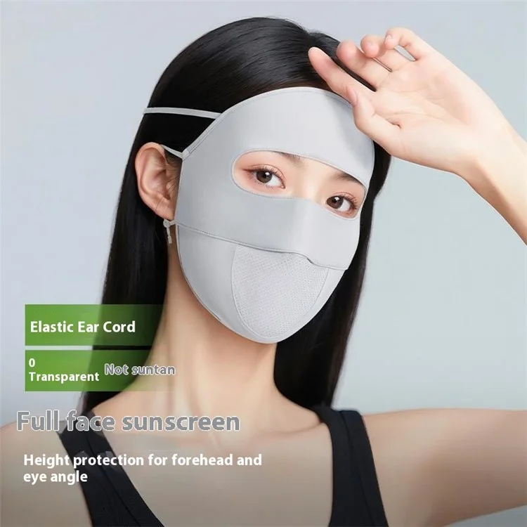 GOLOVEJOY XTJ152 Summer Full Face Sun Protection Mask Ice Silk Cycling Face Cover Women Facekini - Black