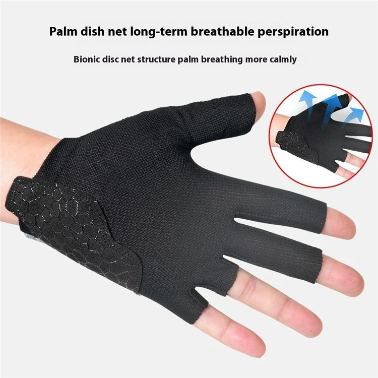 BOILDEG M042234MMC Guante Profesional de Billar para Mano Izquierda, Transpirable y Antideslizante, Medio Dedo, Talla L - Negro