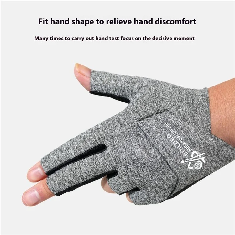 BOILDEG M042234MMC Guante Profesional de Billar para Mano Izquierda, Transpirable y Antideslizante, Medio Dedo, Talla L - Negro